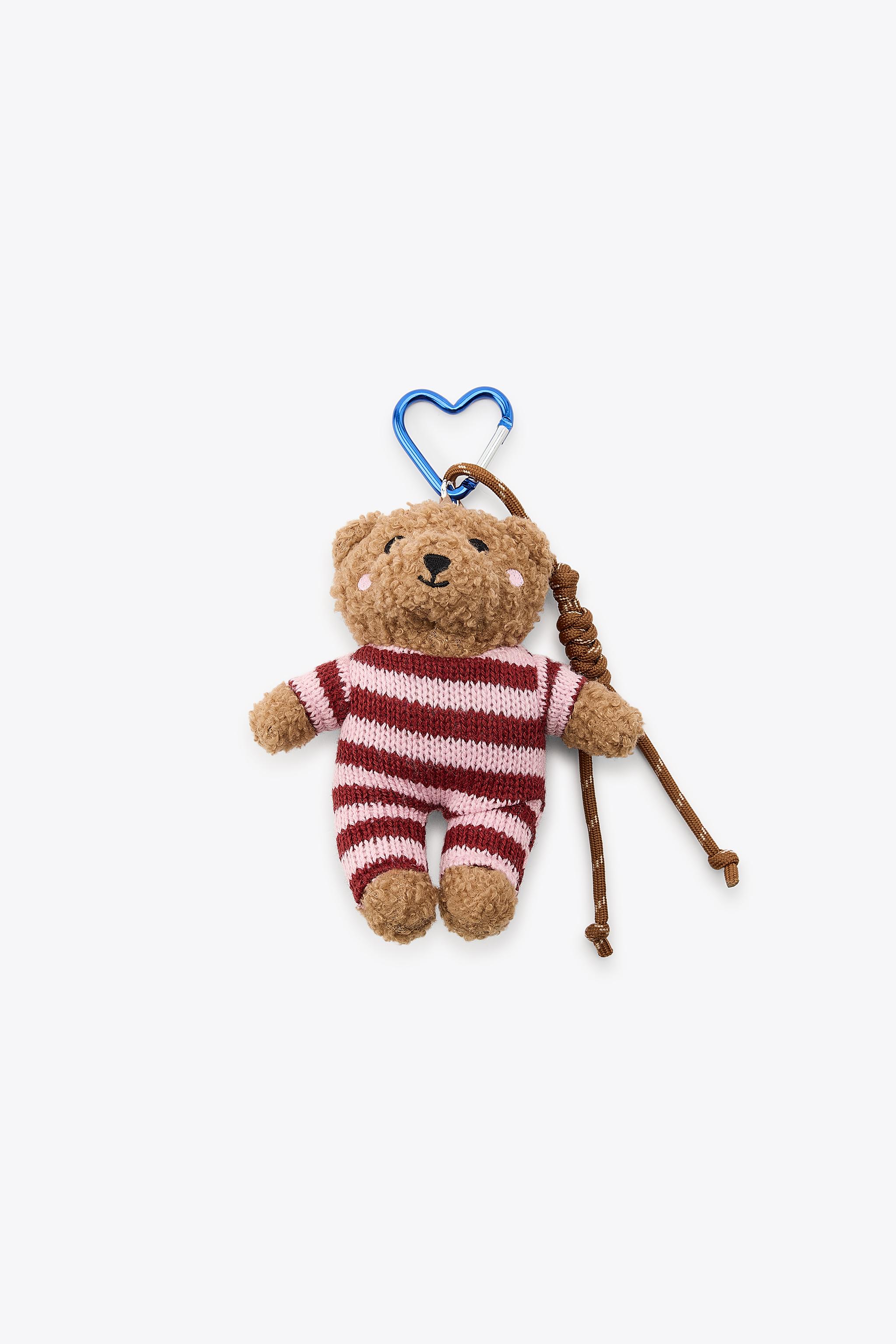 STRIPED TEDDY BEAR CHARM KEYCHAIN